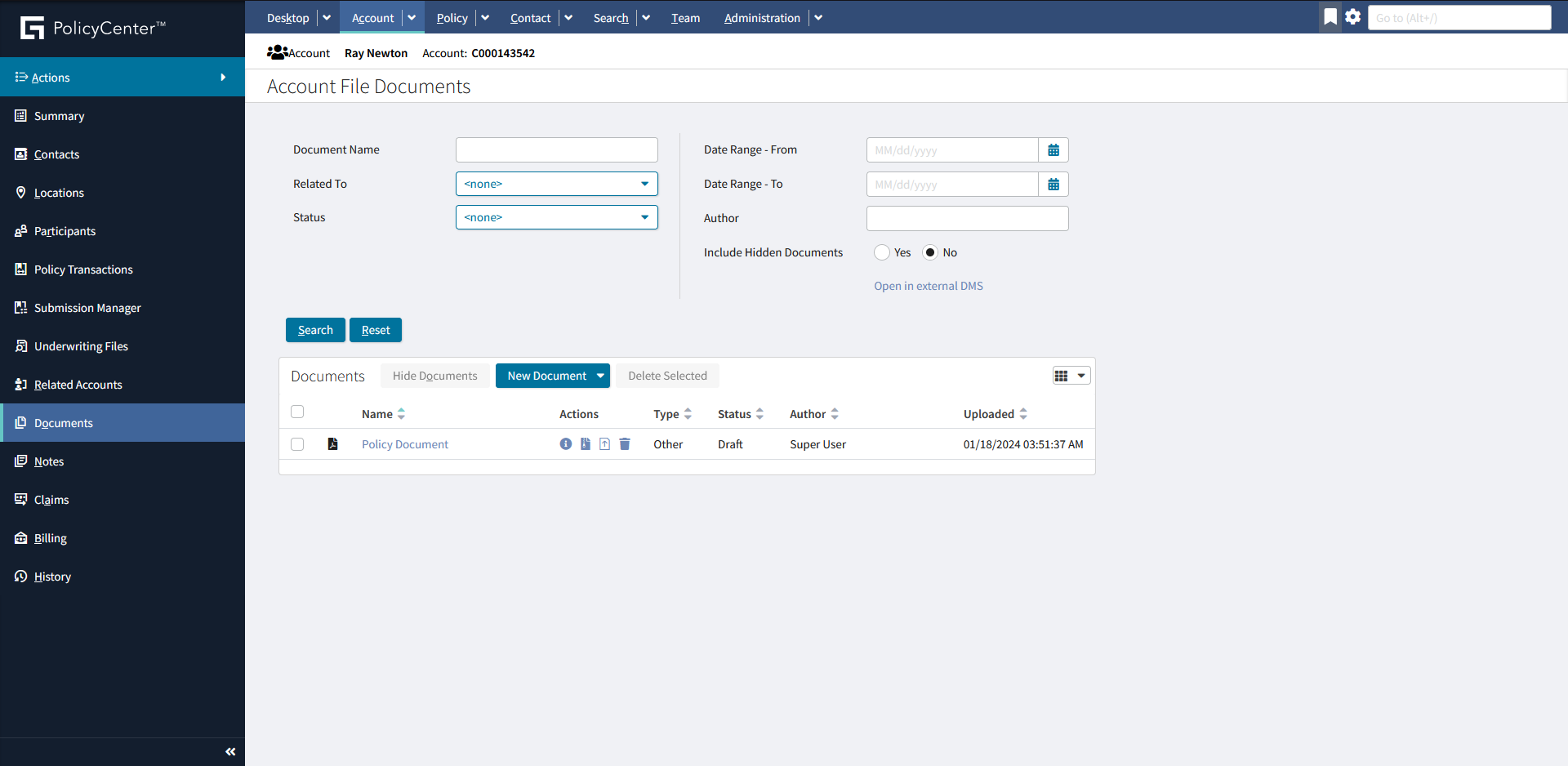 Product: Document Management System Framework for PolicyCenter